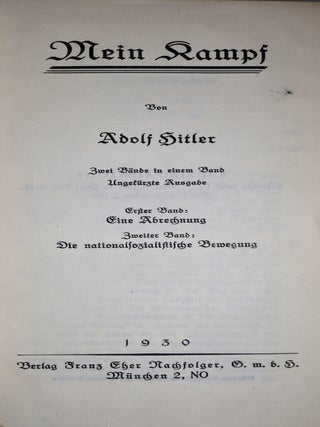 Item #376 Mein Kampf. Adolf Hitler