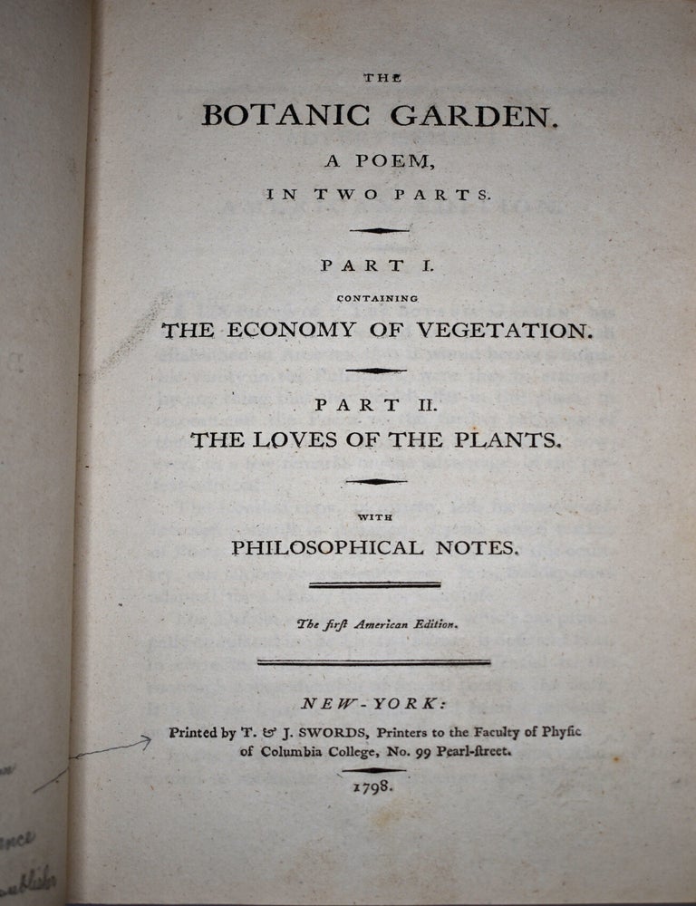 Item #385 The Botanic Garden. Erasmus Darwin.