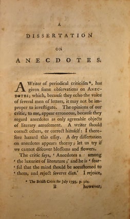 A Dissertation on Anecdotes