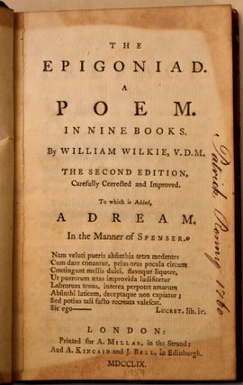 Item #429 The Epigoniad. A Poem. In Nine Books. William Wilkie