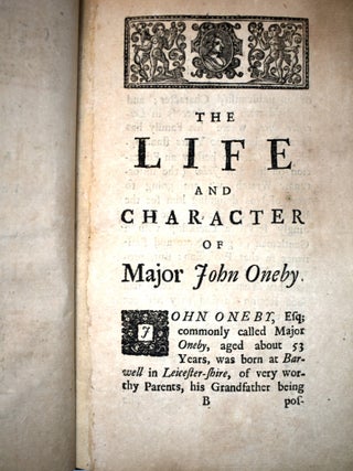 A True and Faithful Narrative of the Life and Actions of John Oneby, Esq; Commonly Called Major Oneby