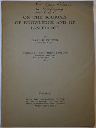 Item #8 On the Sources of Knowledge and of Ignorance. Karl R. Popper